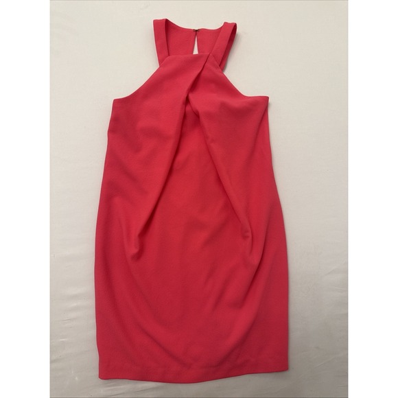 Trina Turk Dresses & Skirts - Trina Turk Felisha Halter Dress Sz 4 Pink Coral Pleated Shift Wedding Guest